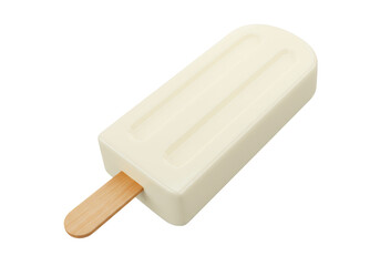 Isolated Creamy White Popsicle on a Wooden Stick