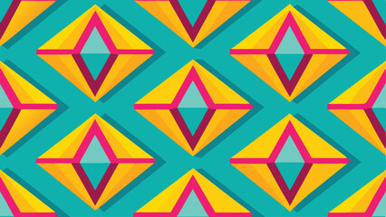 Fototapeta premium Geometric pattern with bright colors and transparent overlays for creative designs