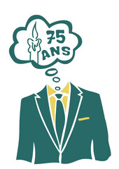 75 ans costume cravate anniversaire bulle bougie