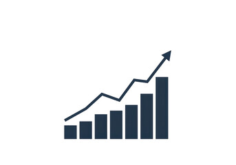 Isolated Business Chart with Upward Trending Arrow