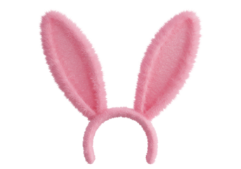 Isolated Pink Fluffy Bunny Ears Headband