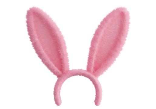 Isolated Pink Fluffy Bunny Ears Headband