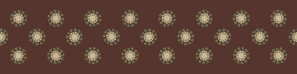 Polka dot blockprint seamless vector border. Neutral unisex whimsical style for washi tape, edging and handmade print texture. spotty vintage Ribbon. 