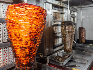 Tacos al pastor, street food, trompo