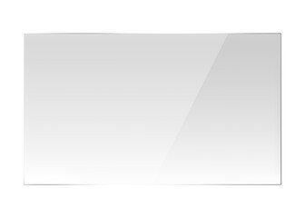 Transparent, shiny glass sheet. Transparent plastic panel. Glare and reflections on the transparent surface. Showcase. Cut out