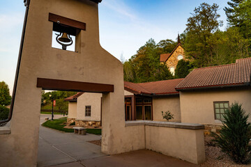 Church buildings at Shrine of Our Lady of Guadalupe at Dusk