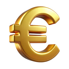 Obraz premium 3d golden euro symbol isolated on transparent background