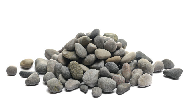 Decorative sea ​​pebbles isolated on white background	
