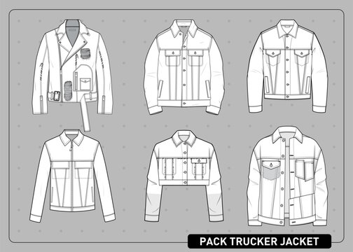 Trucker pack, Streetwear Clothing Vector Mockup Pack Techpack, Mockups Clothing Brand Fashion Design