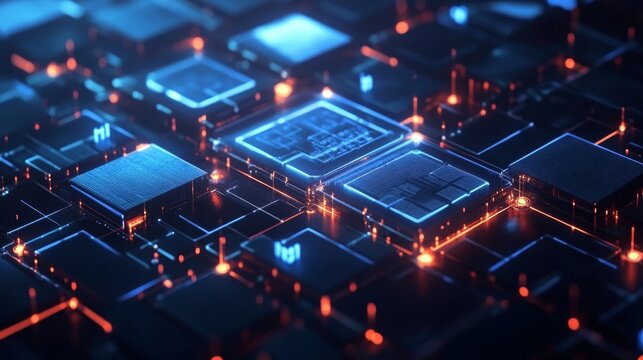 investment finance blockchain platform stock market graphics 3d on dark background -