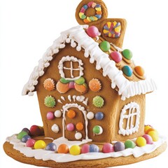 Gingerbread House Colorful Candy Decor, Icing Details, Festive Design, Christmas Treat. Gingerbread, Christmas