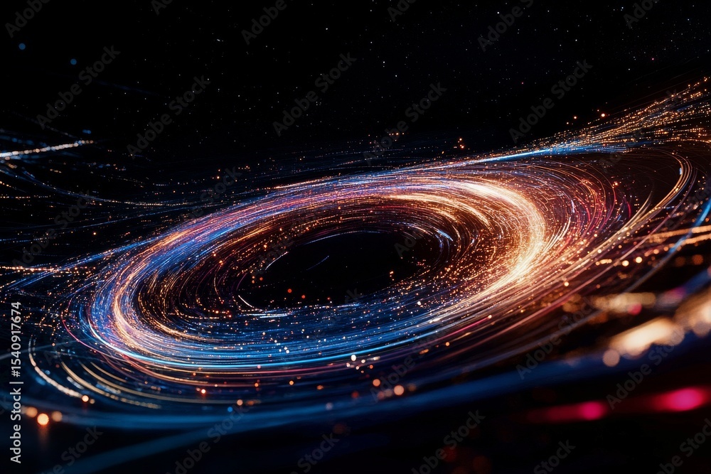 Poster swirling galactic vortex displaying vibrant colors in deep space.