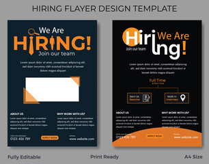 Hiring, recruitment, job, employment, flyer, template, design, announcement, career, work, apply, application, join our team, business, corporate, modern, creative, advertisement, advertising, vacancy