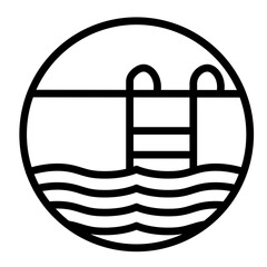 Swimming Pool Vector Line Icon Design