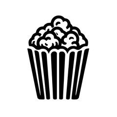 Minimalist Popcorn Silhouette – Black SVG Clipart Icon
