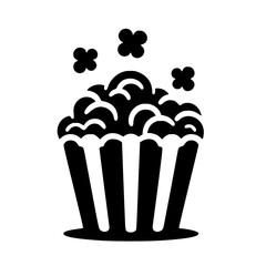 Minimalist Popcorn Silhouette – Black SVG Clipart Icon