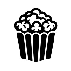 Minimalist Popcorn Silhouette – Black SVG Clipart Icon