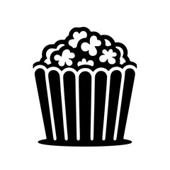 Minimalist Popcorn Silhouette – Black SVG Clipart Icon