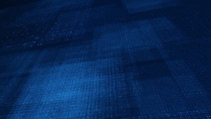 Abstract digital technology background with glowing blue grid and dots in perspective. Suitable for science, medical, and tech designs, representing data, network, or innovation concepts.