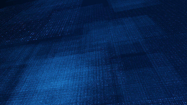 Abstract digital technology background with glowing blue grid and dots in perspective. Suitable for science, medical, and tech designs, representing data, network, or innovation concepts.