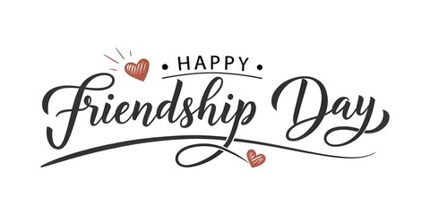 Happy friendship day lettering text vector illustration.