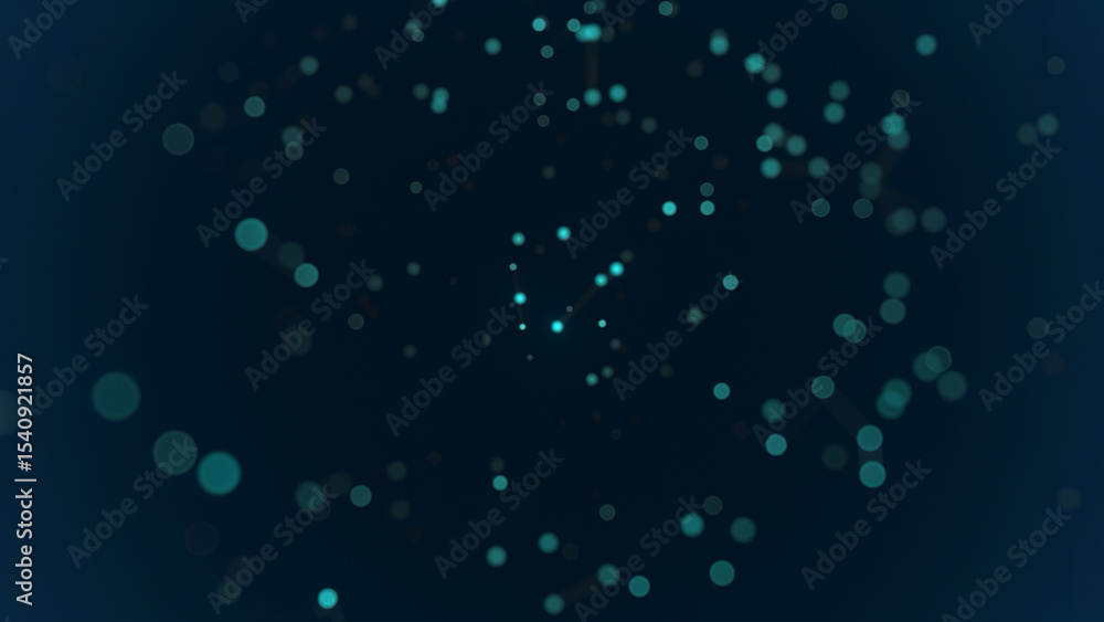 Poster technology background featuring abstract glowing dots and connecting lines forming a dynamic network