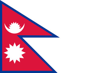 Nepal national flag vector illustration with double triangle design and crescent moon and sun symbols.