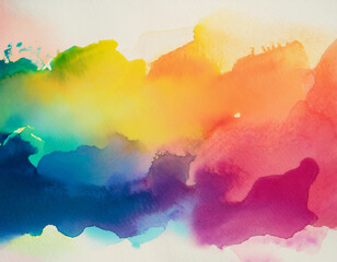 Colorful Abstract Watercolor Stain with Vibrant Paint Splatters