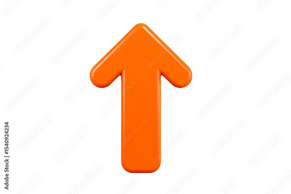 Poster orange 3d arrow pointing upwards symbolizes direction and progress, often used in digital graphics a