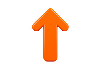 Orange 3D arrow pointing upwards symbolizes direction and progress, often used in digital graphics and presentations to indicate movement or growth