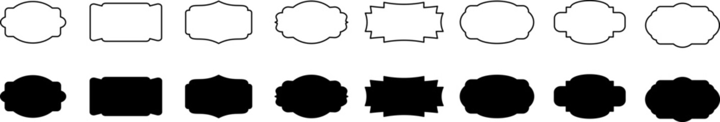 Set of vintage decorative frames and labels, various shapes and styles.
Vector illustration.
