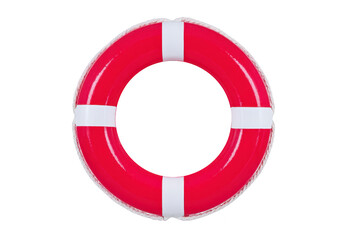 Red and white lifebuoy ring isolated on transparency background, symbolizing safety and rescue. vibrant colors and circular shape make it easily recognizable and essential for water safety