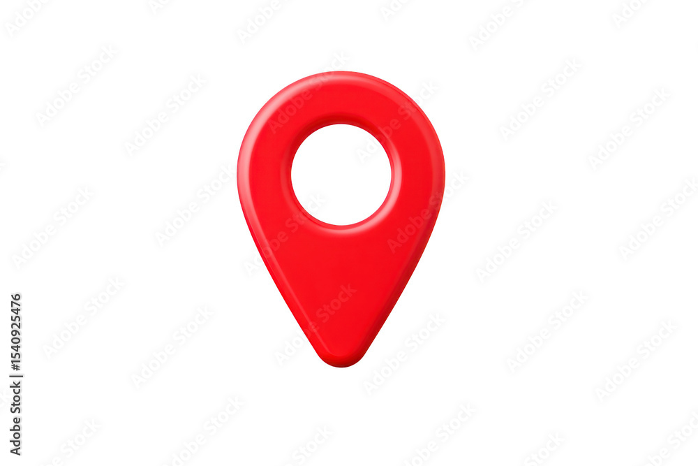 Poster red location pin icon transparency background, symbolizing navigation or map location. pin is simple