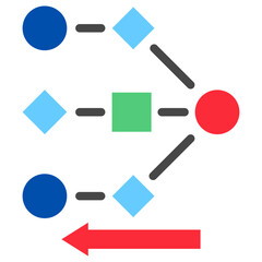 Backpropagation mini illustration flat color icon, use for machine learning, education, technology industry, UI, UX kit, app and web development, digital or print.