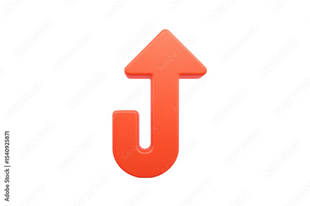 Poster 3d red u turn arrow icon on transparency background, symbolizing direction change or navigation. arr