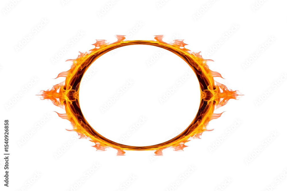 Poster fiery circular frame with dynamic flames creates dramatic and intense visual effect, perfect for add