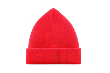 Vibrant red knit beanie with folded brim, perfect for keeping warm in cold weather. simple design adds pop of color to any winter outfit