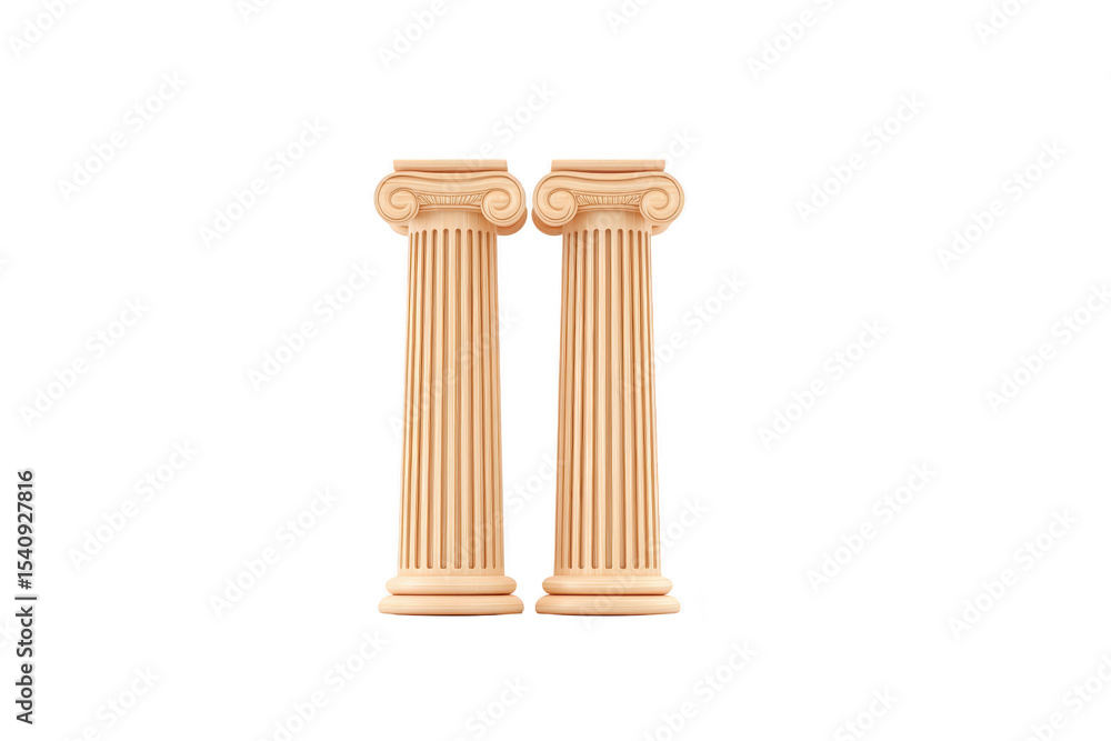 Poster two classical columns with intricate capitals stand side by side, showcasing elegant architectural d