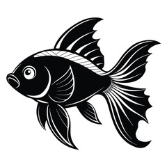 Graceful goldfish moves with beautiful fins, its silhouette showcasing elegance and charm