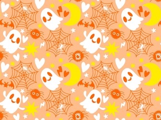Halloween ghost seamless cartoon spider and bats pattern for wrapping paper and fabrics and linens and kids clothes print