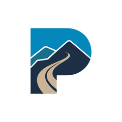 Letter P Mountain Road Logo