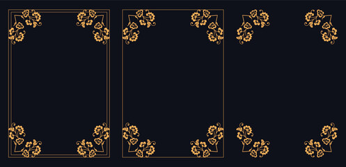 Corner frame, Set of vintage frames.Decoration wood style vector design pattern floral for picture frame