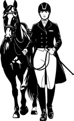 Silhouette of an Equestrian and Her Horse