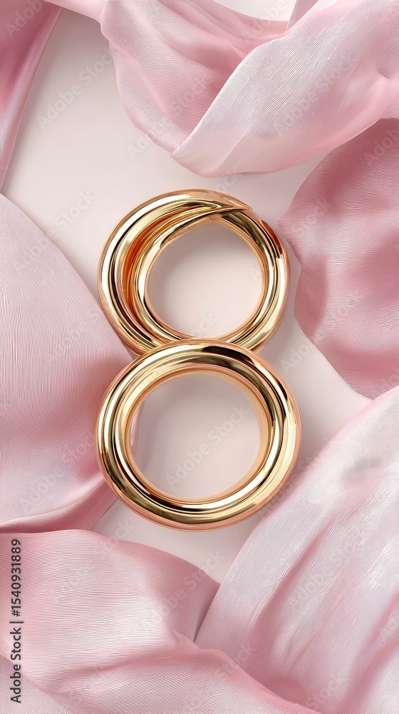 Poster colorful abstract design resembling the number eight in elegant intertwined forms.