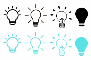 Lightbulb Icon Set, icons of bulbs, set of bulbs, bulbs, light bulb, bulbs icons, Bulb lamp icon, Electric lamp, light, innovation. Idea light bulb icon vector illustration 