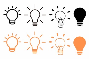 Lightbulb Icon Set, icons of bulbs, set of bulbs, bulbs, light bulb, bulbs icons, Bulb lamp icon, Electric lamp, light, innovation. Idea light bulb icon vector illustration 