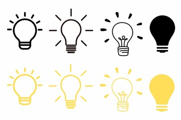 Lightbulb Icon Set, icons of bulbs, set of bulbs, bulbs, light bulb, bulbs icons, Bulb lamp icon, Electric lamp, light, innovation. Idea light bulb icon vector illustration 