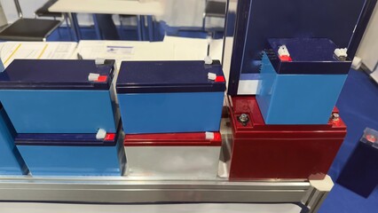 Rack with batteries of various types and capacities