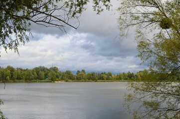 lake in the forest, lake, nature, water, sky