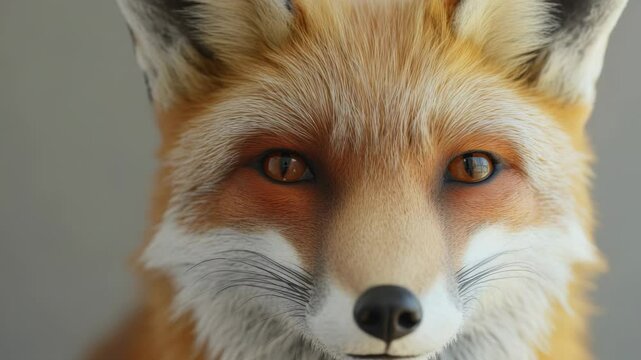 A close-up view of a red fox's face with its distinctive features visible.